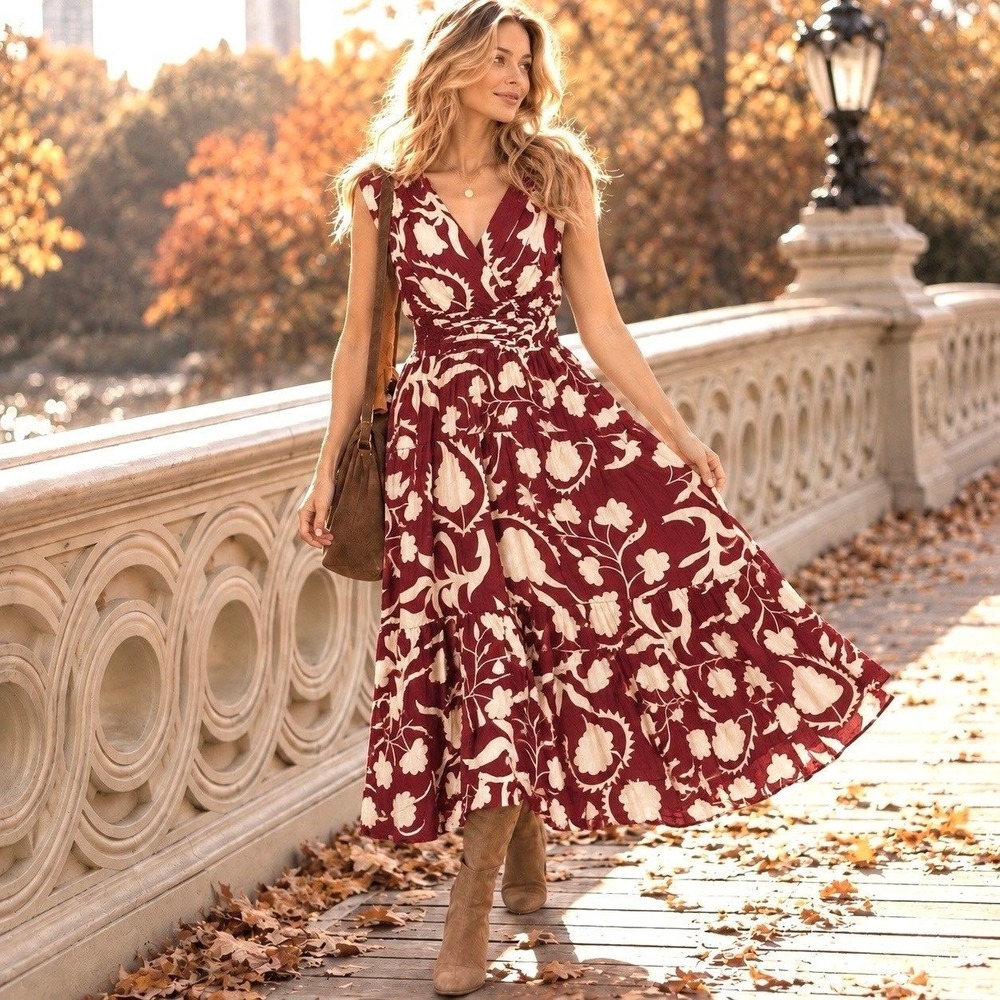 Anthropologie Meadow Rhodes Large Maxi Dress Cottagecore Prairie Coastal Boho